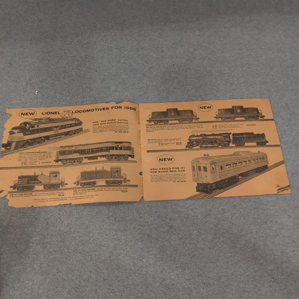Vintage 1956 Lionel‎ Trains Catalog Pages New Haven Locomotive Accessories 2350 - Picture 2 of 3
